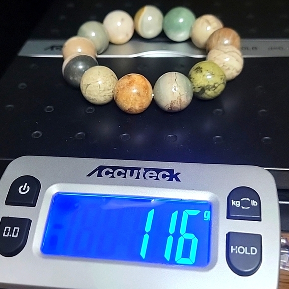 18mm 100% Natural Ocean Jasper Agate Gemstone Round Beads Bracelet Size 7 - Picture 9 of 10